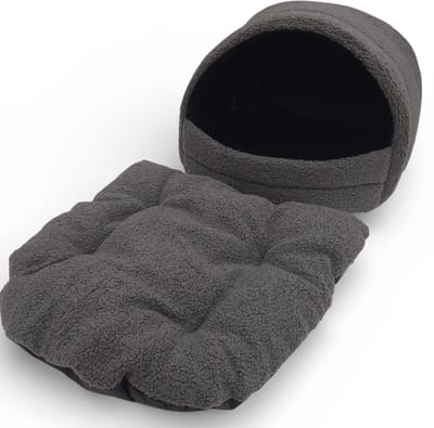 Hondenhuis Bouclé voor Hond – Zachte Hondengrot en Hondenmand met Uitneembaar Kussen – Knus Hondenbed voor Kleine en Middelgrote Honden, grafiet