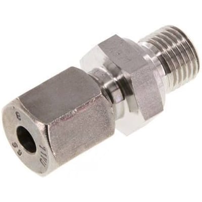 G 1/4'' Buitendraad x 6S RVS Rechte Snijring Koppeling 630 Bar DIN 2353