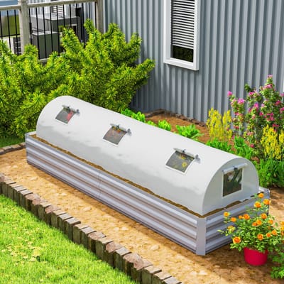 MODFU - Kweektunnel - Met Netramen - UV-Bestendige Folie - Voor Buiten - Kunststof - Wit - 300 x 80 x 45 cm