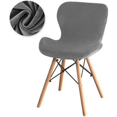 Roze vlindervormige accentstoelhoes Zachte fluwelen elastische eetkamerstoelhoezen voor meisjeskamer Make-up stoelhoes Woonkamer 1Pc