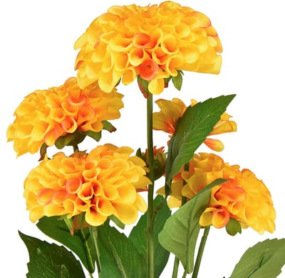 Kunstbloemen decoratieve dahlia's kunst geel oranje 50cm