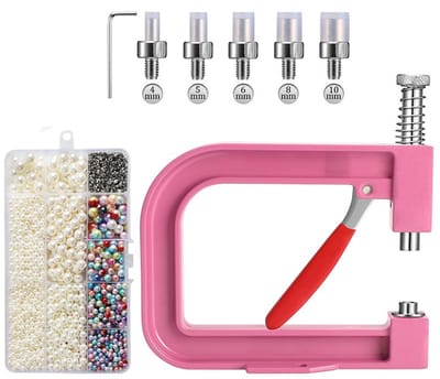 Handparelzetmachine – handmatig DIY klinknagelinstrument voor het bevestigen van parelknopen op hoeden, schoenen, kleding, tassen en rokken (DIY accessoires met kralen)