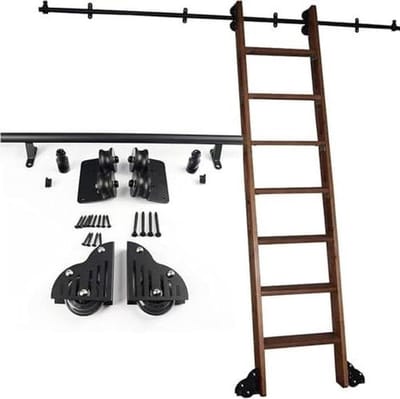 Ladder Glijbaan Kit - Mobiele Ladderrail - Hoge Plank Bereiken - Smeedijzer Duurzaam - 3 Meter - Zwart