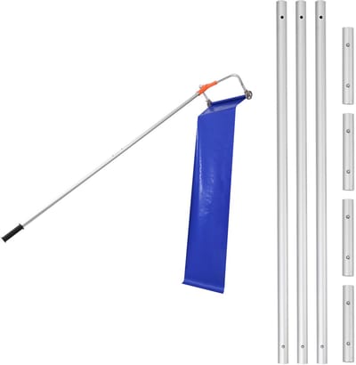 Sneeuwschuiver voor Daken, 432 mm Aluminium Blad, Verstelbare Lengte van 125-542 cm, Sneeuwschep met Wielen en Schuifrail, Ideaal voor het Verwijderen van Sneeuw en Bladeren van Daken