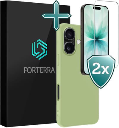 Hoesje Met 2x Screenprotector - Geschikt voor Apple iPhone 17 - Sterk & Shockproof - Telefoon Hoes - Back Cover - Siliconen Case - Groen