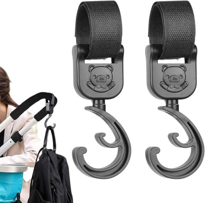 Kinderwagen Haken - Baby Organizer - Winkelen en Reizen - Vrolijk Beer Design - 187 x 145 cm - Zwart