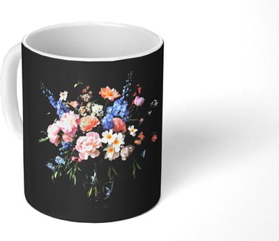 Mok - Koffiemok - Pastel - Bloemen - Glazen - Vaas - Mokken - 350 ML - Beker - Koffiemokken - Theemok