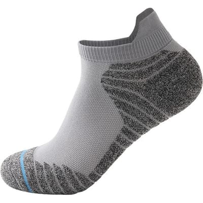 Chaussettes de sport basses pour hommes et femmes, respirantes, talon et pointe rembourrés, pour l'extérieur, la course à pied, le basketball US 6-10  EU 38-44 gris