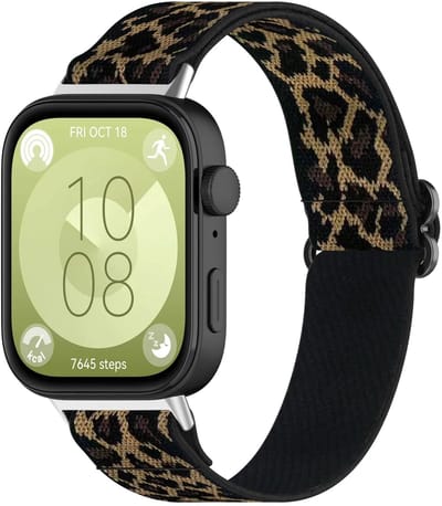 Strap-it Elastic bandje Nylon geschikt voor Huawei Watch Fit 5 Pro / 5 / 4 Pro / 4 / 3 - Luipaardprint