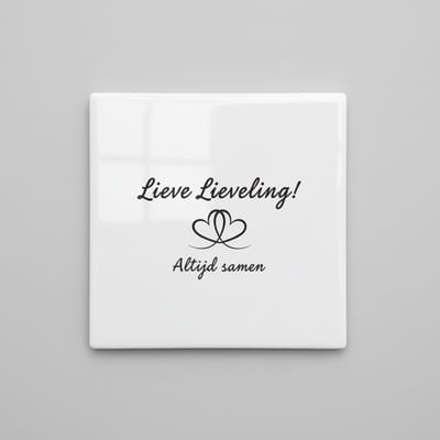 Romantische Liefdestekst Decoratieve Keramische Tegel 15x15 cm – “Lieve Lieveling! Altijd samen” Hart Wanddecoratie Cadeau