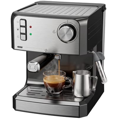 Espressomachine 20 bar - Koffiemachine met melkopschuimer - 1,6L Waterreservoir - Zwart