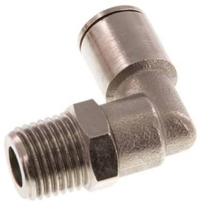 8mm x R1/4'' 90 graden L-verbinding Messing Insteekfitting Buitendraad Draaibaar NBR [2 Stuks]