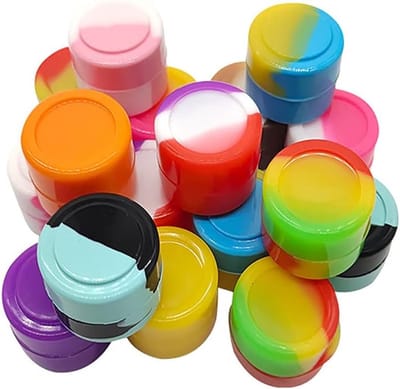 TopHomer 50 STKS Lege Monsterpotten Mini Siliconen Containers, 2ML Non-Stick Wax Containers Essentiële Olie Verpakking Ronde Voor Olie Wax Concentraat Willekeurige Kleur