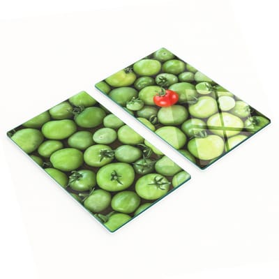 Stijlvolle en duurzame glazen snijplanken met print van rijpe tomaten, 2x30x52 cm