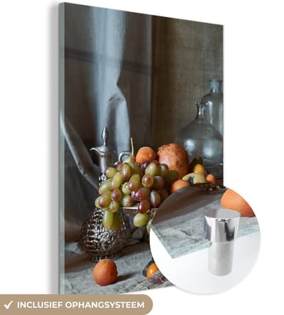 MuchoWow® Glasschilderij 30x40 cm - Schilderij acrylglas - Stilleven - Schaal - Fruit - Foto op glas - Schilderijen
