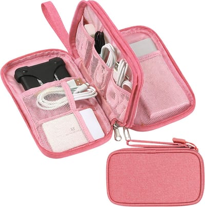 Tamarow 1 Stuk Kabel Organiser Tas - Kabeltas - Electronica Organizer Etui - Opbergtas voor Kabels en Accessoires - Klein - Roze