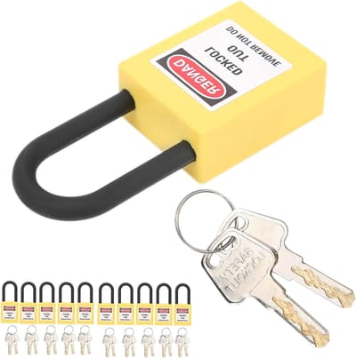 10 Sets Veiligheids Hangslot Sets, 38mm Brede Nylon Hangsloten met Sleutel, Geschikt voor Lockout Tagout Stations en Apparaten, Veiligheid en Bescherming