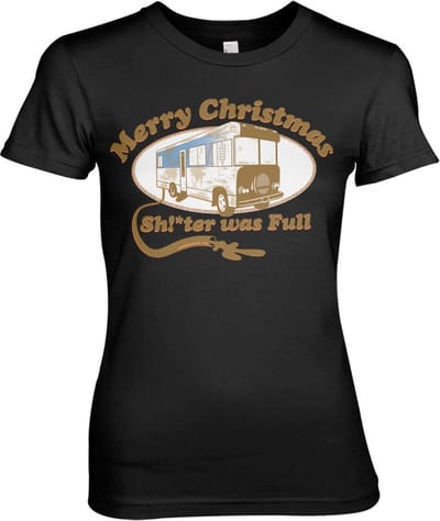 National Lampoon's Christmas Vacation Dames Tshirt -S- Shitter Was Full Zwart