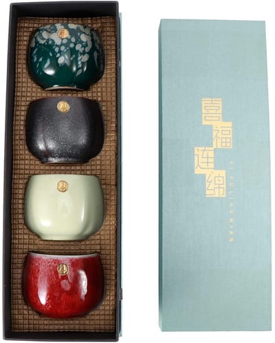 Dailygoods- Theekop Set van 4 Stuks - Keramische Mokken - Japanse Theemokken - Kung Fu Thee - Duurzaam - Geschikt voor Warme Dranken