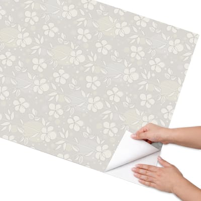 Coloray Meubel Wrap Folie - Romig Meubelfolie - 75x150 cm - Decoratiefolie Zelfklevend Bloemenpatroon - Meubelfolie Zelfklevend - Minimalist Meubelfolie - Wrapfolie Keuken - Wanddecoratie - Bloemen en planten