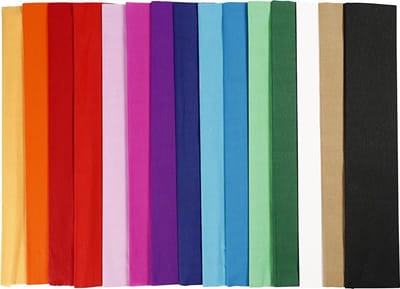 Crepepapier, L: 2,5 M, B: 50 cm, 22 gr, diverse kleuren, 60 vouw/ 1 doos