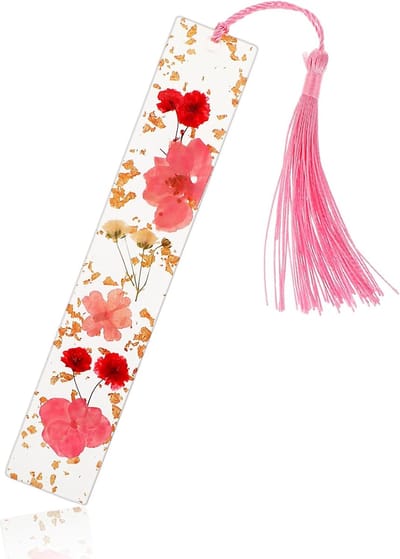 Bloemen Boekenleggers - Gedroogde Bloemen - Lezen Verrijken - Echt Ingesloten - 14x2.5cm - Roze