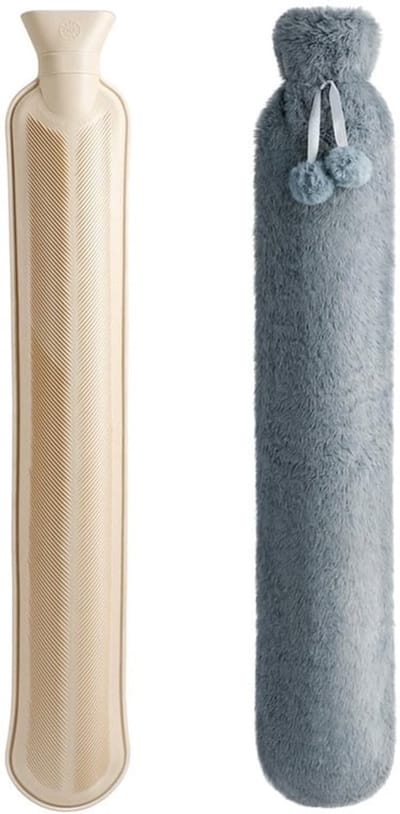 Warmwaterkruik 2L - Lange Warmwaterkruik - Zachte Hoes - Warmtetherapie - Geschikt voor Nek en Schouder - Hoogwaardig Natuurlijk Rubber - Warmwaterfles