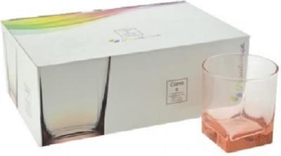 Pasabahce Carre - Roze Whiskyglazen - Set van 6 - 310 ml
