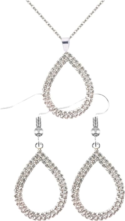 Set- ketting strass -zilveren oorbellen- Oana - Charme Bijoux