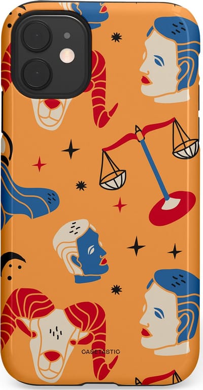 Casetastic hoesje geschikt voor Apple iPhone 11 - Dubbellaagse bescherming - Zodiac in lijn - Fashion Case - Okergeel Terracotta Zand Rood