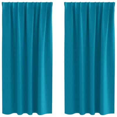 vidaXL Zwart-out Gordijnen met Ringen 2 st Turquoise 175 x 140 cm