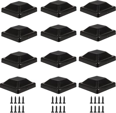 12 Stuks Post Caps 9x9cm, Plastic Fence Pole Caps met 24 Schroeven, Bescherming voor Houten Palen en Tuinhekken, Ideaal voor Terras en Tuin Decoratie