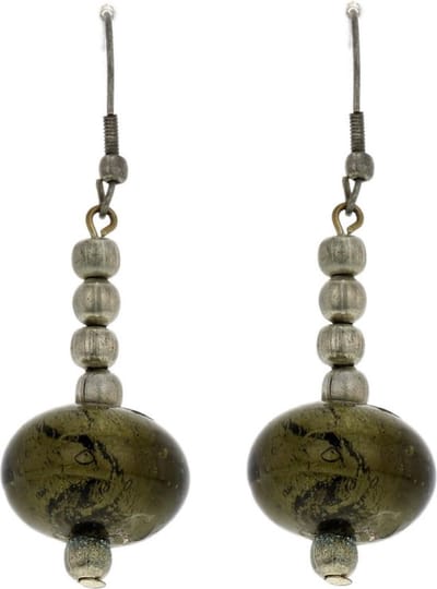 Behave - Vintage oorhangers met zwartgrijze glaskralen - retrostijl