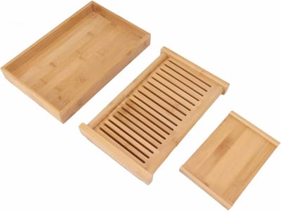 Broodsnijgeleider Bamboe - Broodsnijmachine Hulp - Zelf Brood Snijden - Opvouwbaar Kruimelvanger - Compact Opbergen - Natuurlijk