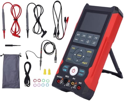 3in1 Meetapparaat - Multimeter Signaalgenerator - Elektrotechniek Meten - True RMS Meting - 80MHz Bandbreedte - Zwart Rood
