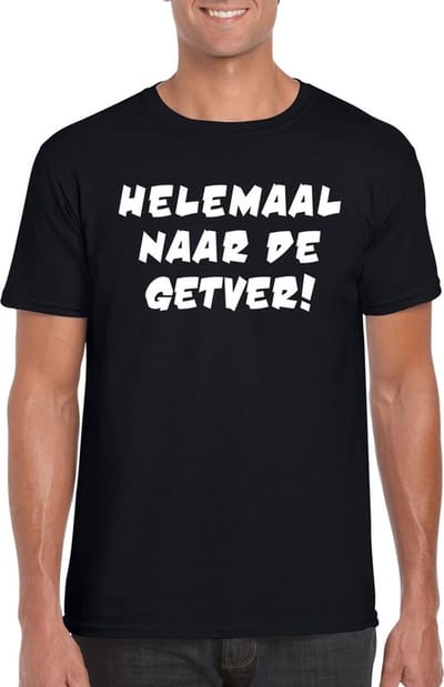 Helemaal naar de getver heren shirt zwart - Heren feest t-shirts S