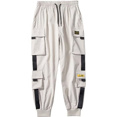 Heren Cargobroek Los Enkelband Trekkoord Elastische Taille Effen Kleur Meerdere Zakken Riemdecoratie Fitness Streetwear Outdoor Tra M