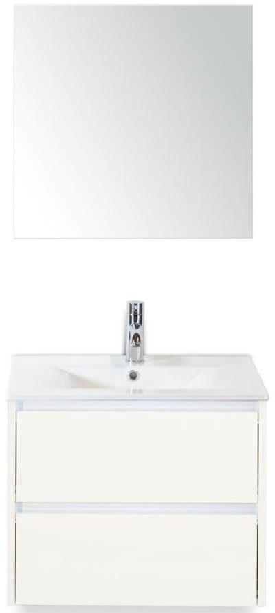 Dante Badmeubelset 60 cm - Wit Hoogglans - Keramische Wastafel Wit Enjoy met Spiegel