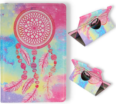 HB Hoes Geschikt voor Samsung Galaxy Tab A7 Lite 8.7 inch - Draaibare Tablet Case Met Print - Dromenvanger & Veren
