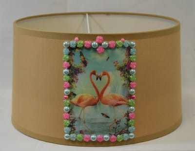 ZoeZo Design - lampenkap - schemerlamp - bruin - roze - lichtblauw - mint - Flamingo - H 17 cm - Ø 30 cm