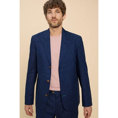 White Stuff Linen Blend Blazer Dark Navy Size: 46 | Blazers Outlet | Dames | Blauw