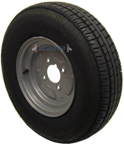 Aanhangerwiel met band - Wielband combinatie - Transport en lading - 4-laags radiale band - 145x10 inch 4" pcd - Zilver