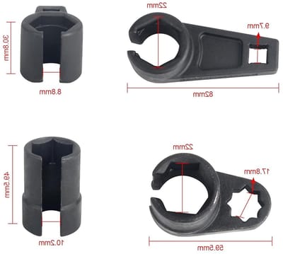 7-delige Lambda Probe Steeksleutel Set, 22 mm, 27 mm, 29 mm, voor Lambda Sensoren en Gereedschap
