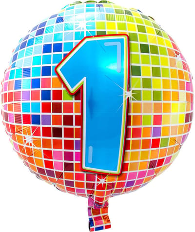 Folieballon 1 Jaar Birthday Blocks - 43cm