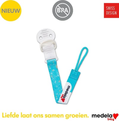 Medela Baby Speenkoord Fopspeenhouder Gebruiksvriendelijke clip universele pasvorm - Soft Blue