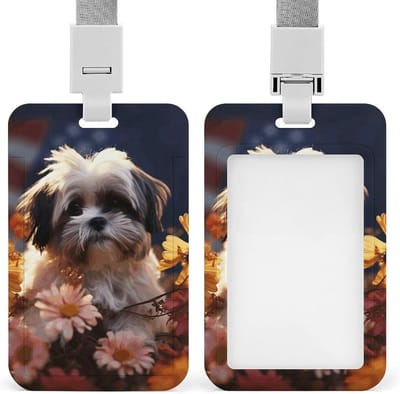 Badgehouder - Kaarthouder - Werk Identificatie - Waterdicht Ontwerp - 11 x 6.8 cm - Hond en Bloemen