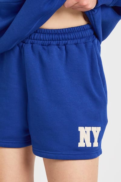 boohoo Dames Petite Ny Applicatie Korte Joggingpak Met Capuchon | Cobalt | Maat: XS