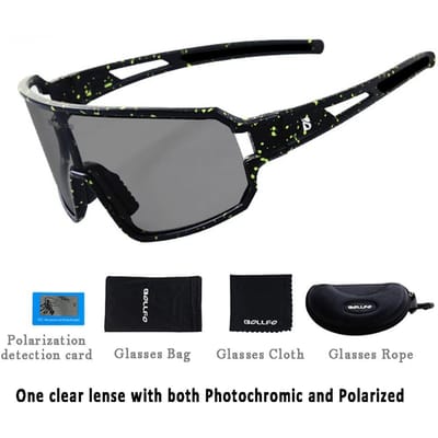 Ultralichte fotochromatische fietszonnebrillen voor heren en dames, UV400-visbrillen, gepolariseerde fietsbrillen, fietsbrillenaccessoires One Size&MULTI