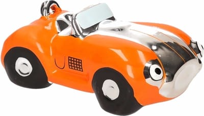 Spaarpot van een klassieke sportauto - cabriolet - oranje - 15 x 9 x 6 cm - keramiek