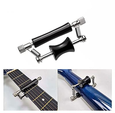 Allecto - Rolling Capo - Verstelbare gitaarkapo - Zwart - Gitaartool - Geschikt voor gitaar en ukelele - Rubber en roestvrij staal